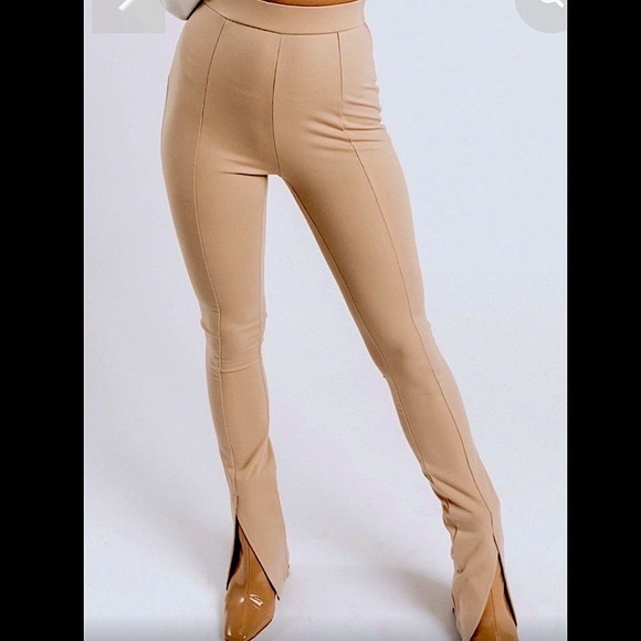 Tan Split Hem Pants